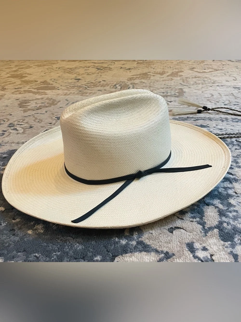 Bailey Panama Style Cowboy Hat with Black Band - Cream
